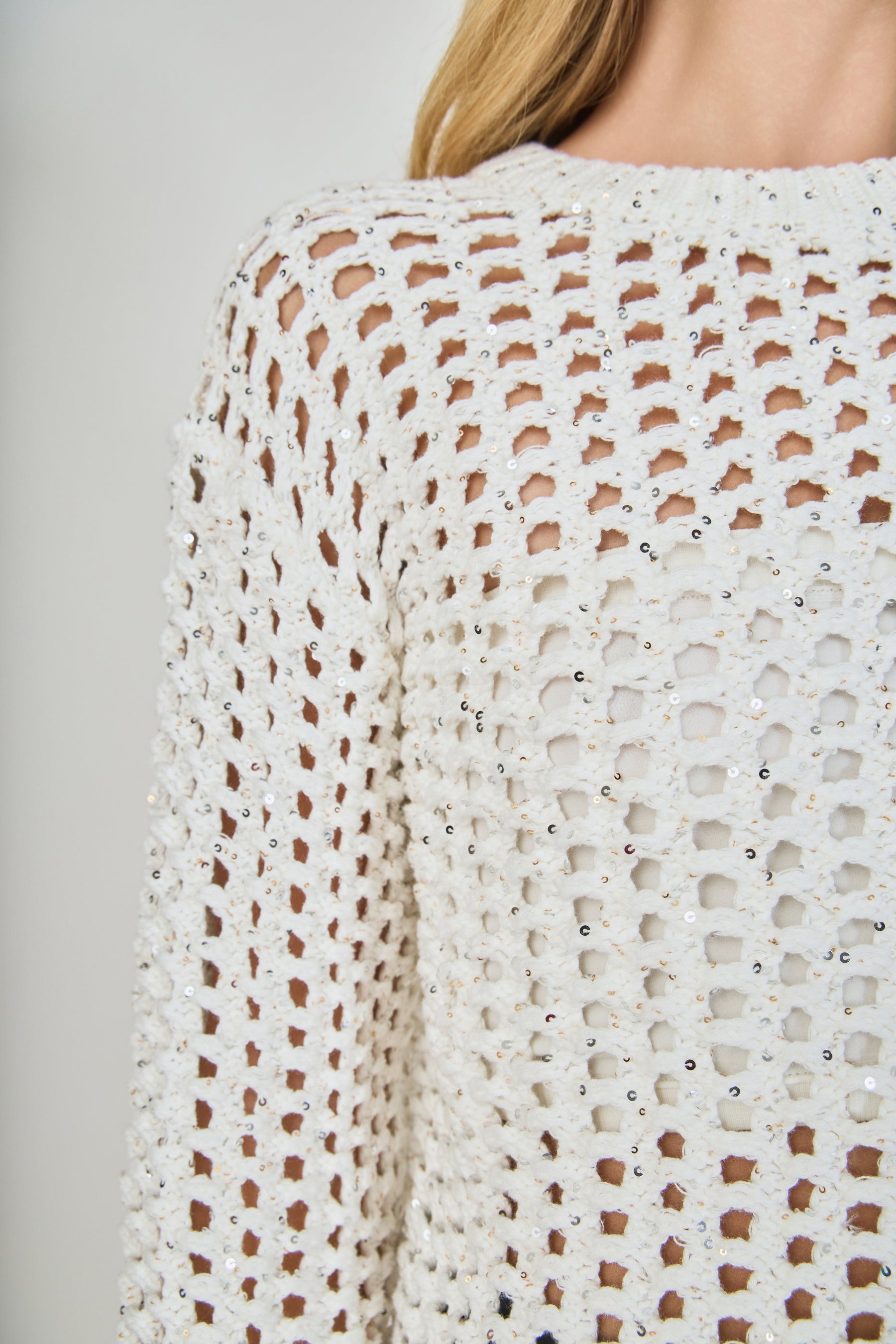 Sequined Mesh Knit Sweater