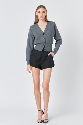 GREY LAB - High Waisted Nylon Shorts - SHORTS available at Objectrare