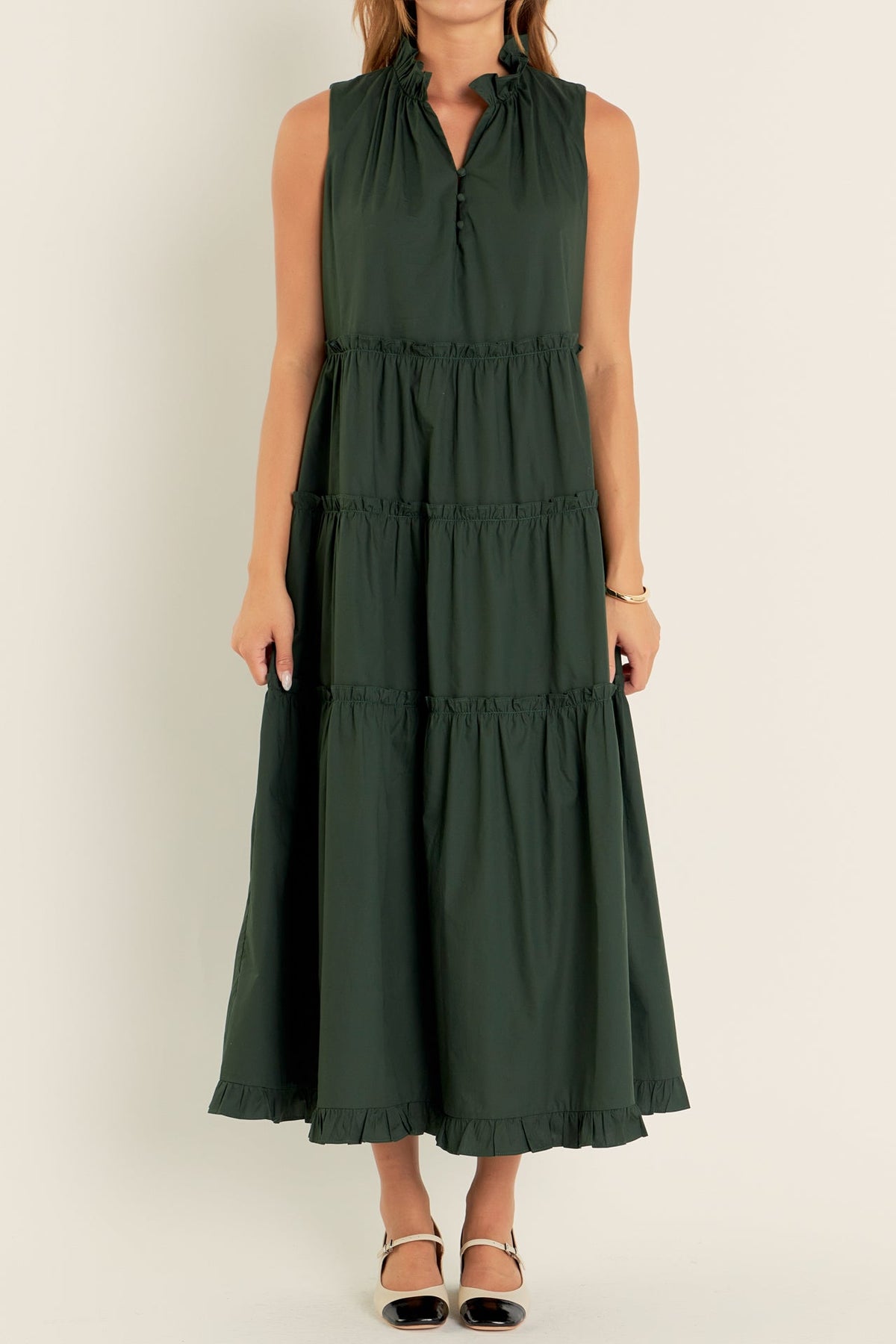 ENGLISH FACTORY - Sleeveless Ruffled Maxi Dress - DRESSES available at Objectrare