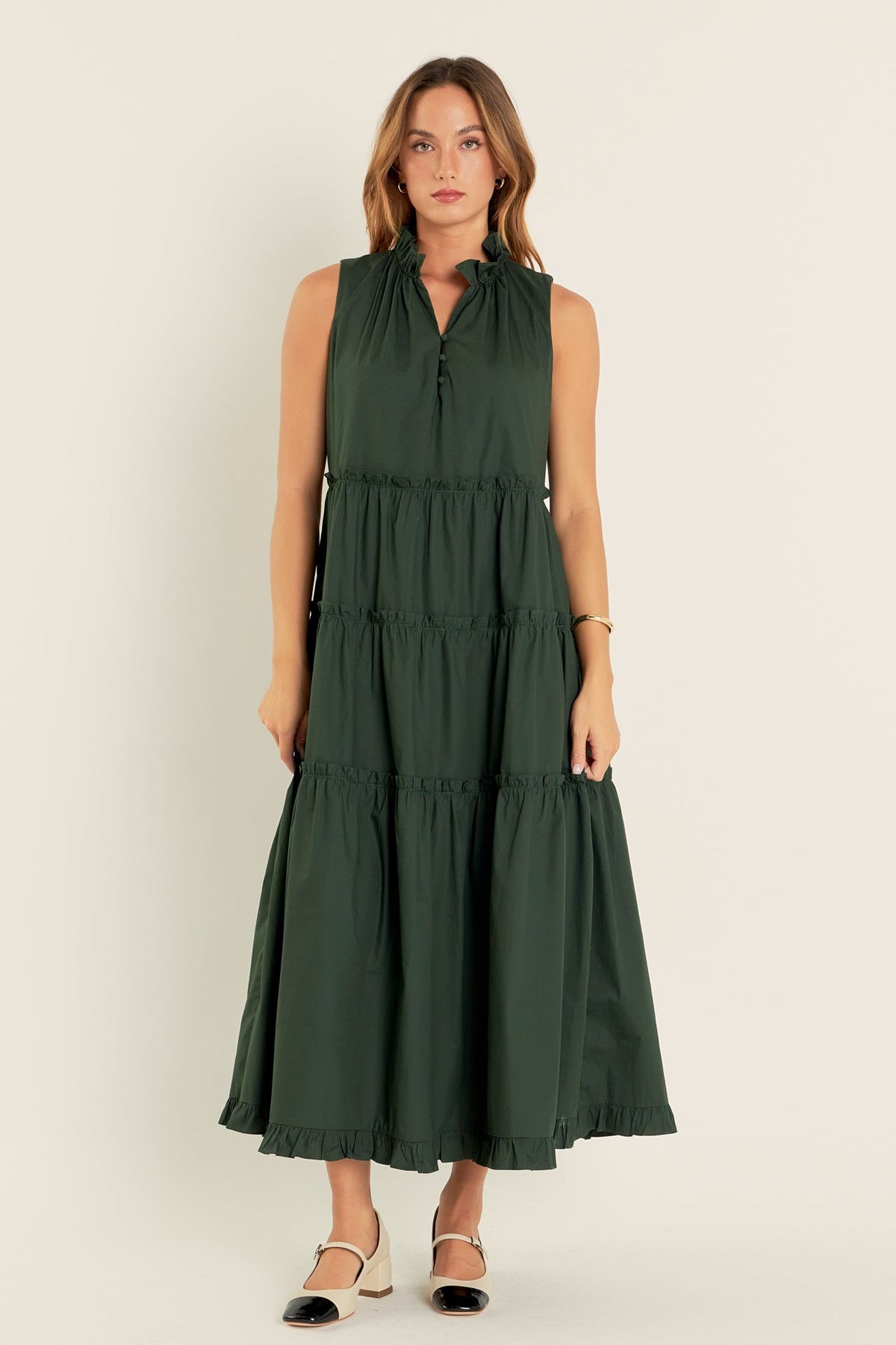 ENGLISH FACTORY - Sleeveless Ruffled Maxi Dress - DRESSES available at Objectrare