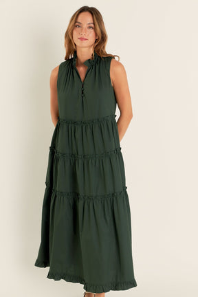 ENGLISH FACTORY - Sleeveless Ruffled Maxi Dress - DRESSES available at Objectrare