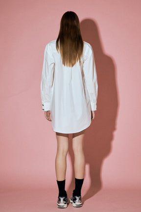 ENGLISH FACTORY - English Factory - Bow Embellishment Shirt Mini Dress - DRESSES available at Objectrare