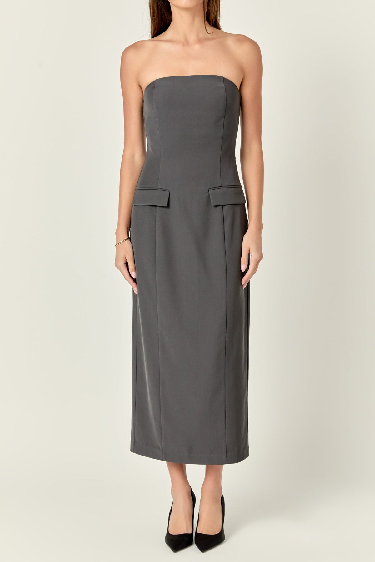 ENDLESS ROSE - Strapless Column Maxi Dress - DRESSES available at Objectrare