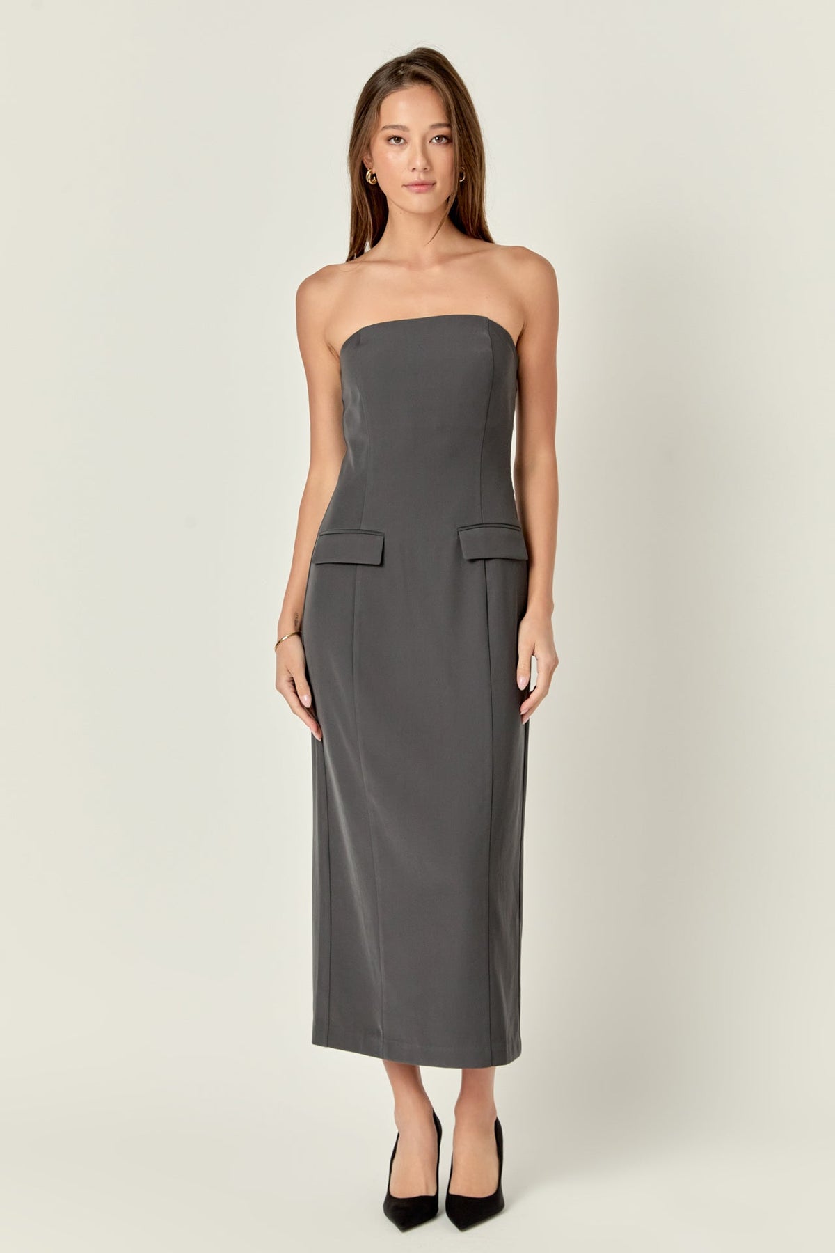 ENDLESS ROSE - Strapless Column Maxi Dress - DRESSES available at Objectrare