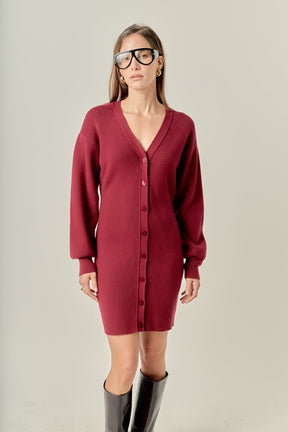 ENGLISH FACTORY - V-Neck Cardigan Mini Knit Dress - DRESSES available at Objectrare