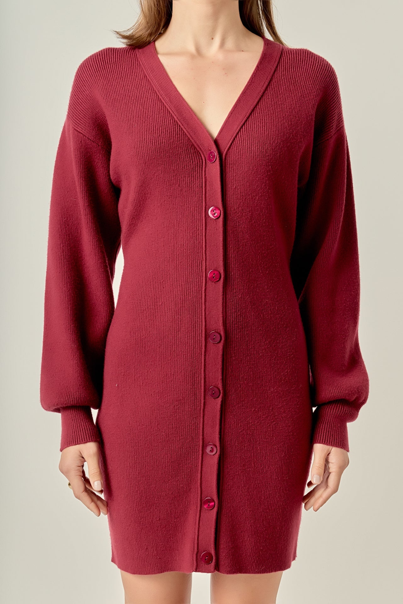 ENGLISH FACTORY - V-Neck Cardigan Mini Knit Dress - DRESSES available at Objectrare