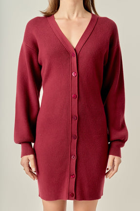 ENGLISH FACTORY - V-Neck Cardigan Mini Knit Dress - DRESSES available at Objectrare