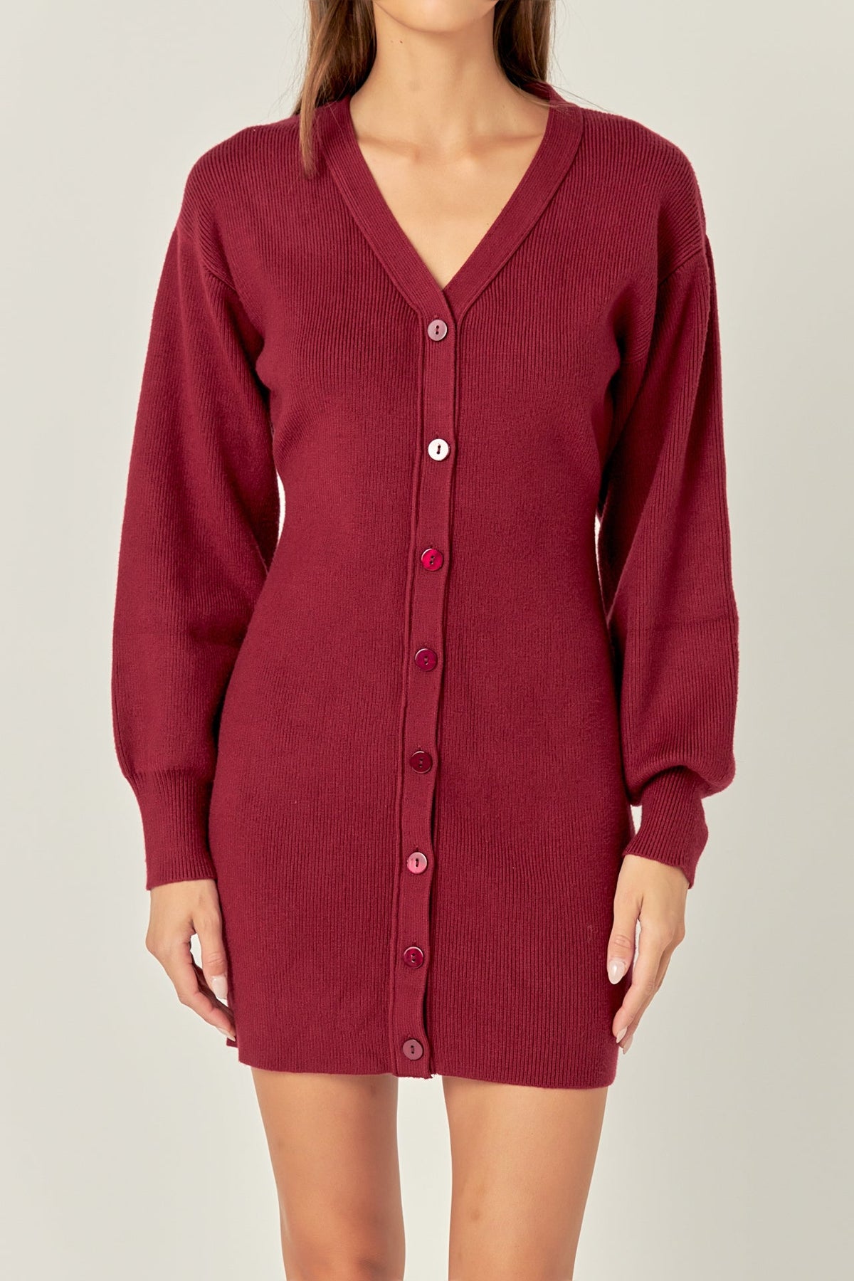 ENGLISH FACTORY - V-Neck Cardigan Mini Knit Dress - DRESSES available at Objectrare