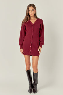 ENGLISH FACTORY - English Factory - V-Neck Cardigan Mini Knit Dress - DRESSES available at Objectrare