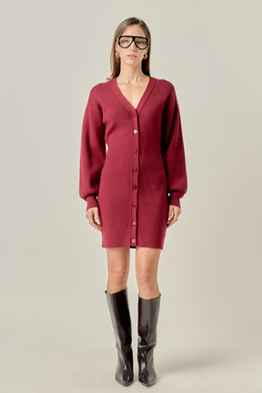 ENGLISH FACTORY - V-Neck Cardigan Mini Knit Dress - DRESSES available at Objectrare