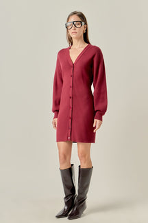 ENGLISH FACTORY - V-Neck Cardigan Mini Knit Dress - DRESSES available at Objectrare