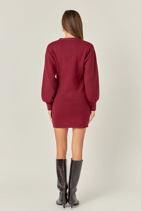 ENGLISH FACTORY - English Factory - V-Neck Cardigan Mini Knit Dress - DRESSES available at Objectrare