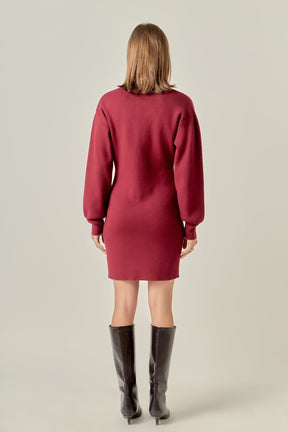 ENGLISH FACTORY - V-Neck Cardigan Mini Knit Dress - DRESSES available at Objectrare