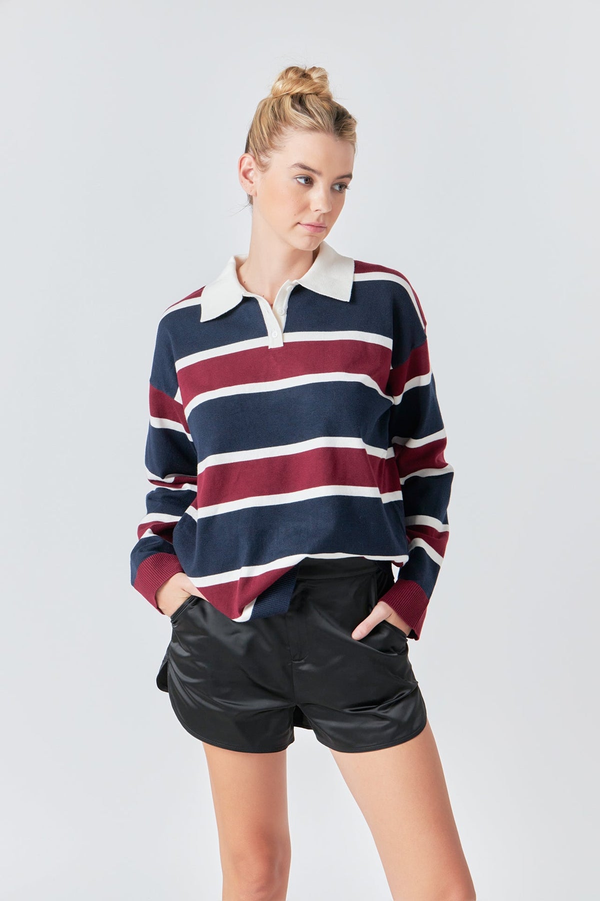 GREY LAB - Striped Polo Knit Shirt - SWEATERS & KNITS available at Objectrare