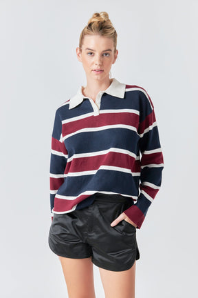 GREY LAB - Striped Polo Knit Shirt - SWEATERS & KNITS available at Objectrare