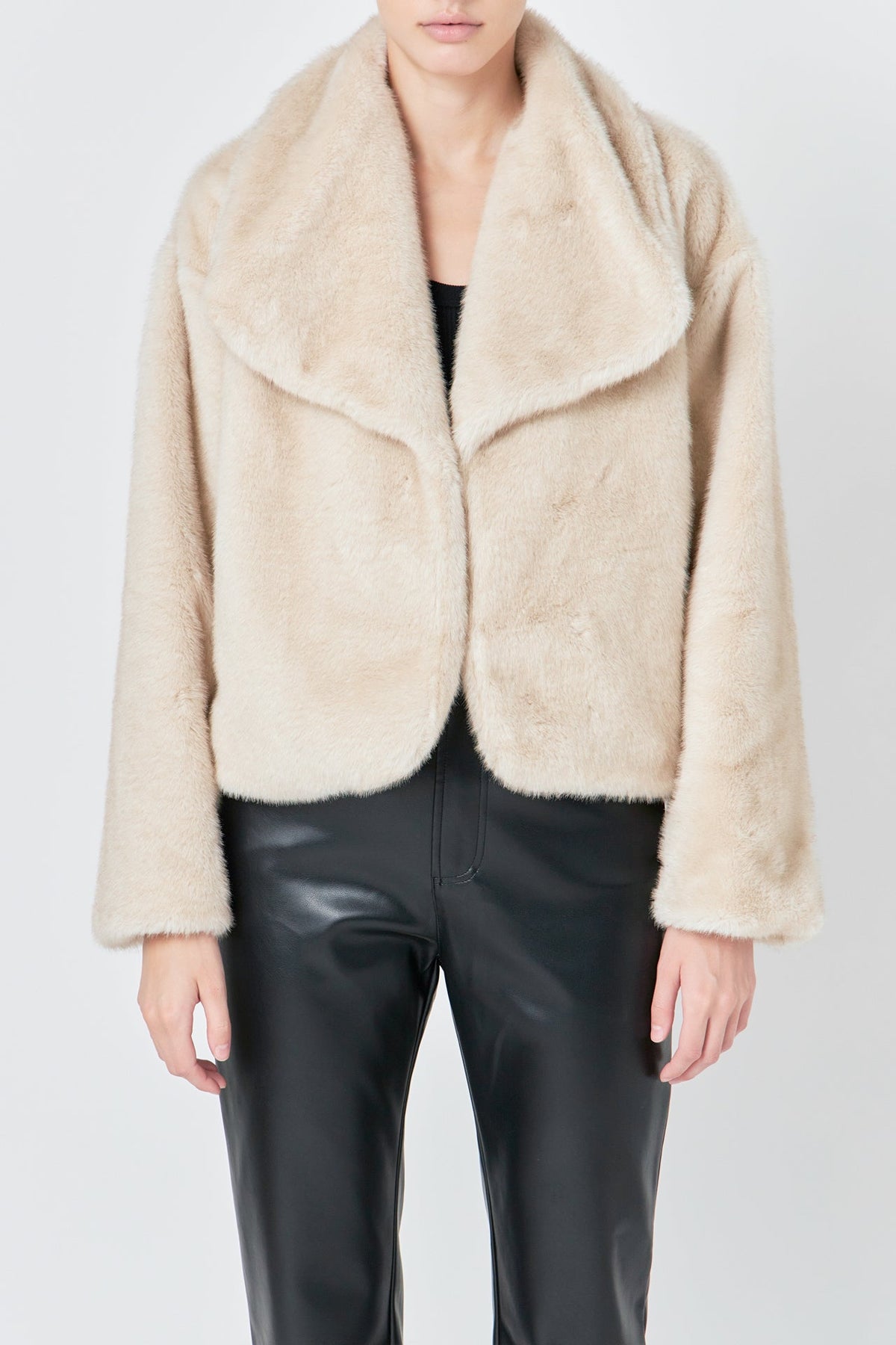 ENDLESS ROSE - Oversized Collar Fur Jacket - OUTERWEAR available at Objectrare