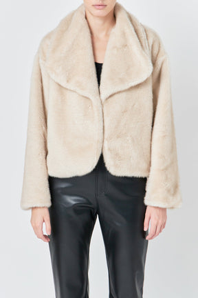 ENDLESS ROSE - Oversized Collar Fur Jacket - OUTERWEAR available at Objectrare