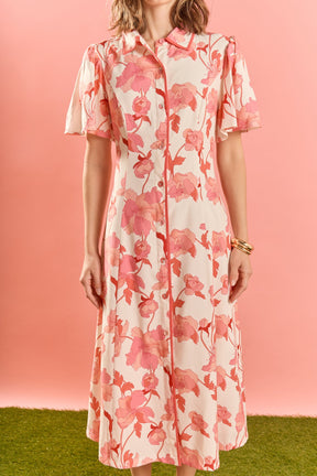 ENGLISH FACTORY - Floral Button-Front Midi Shirt Dress - DRESSES available at Objectrare