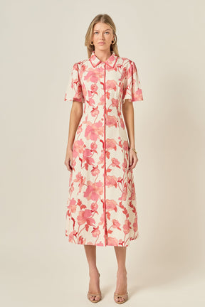 ENGLISH FACTORY - Floral Button-Front Midi Shirt Dress - DRESSES available at Objectrare