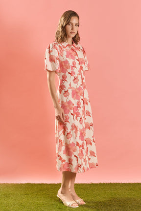 ENGLISH FACTORY - Floral Button-Front Midi Shirt Dress - DRESSES available at Objectrare