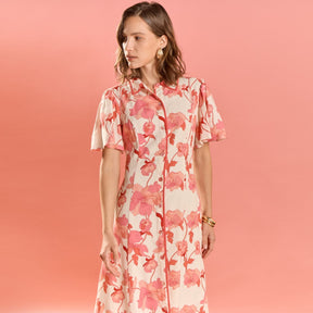 ENGLISH FACTORY - Floral Button-Front Midi Shirt Dress - DRESSES available at Objectrare