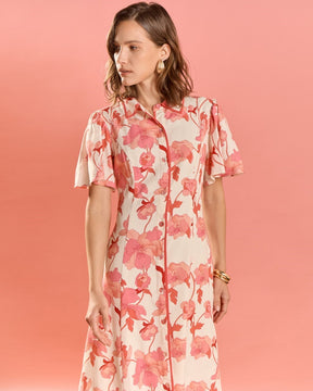 ENGLISH FACTORY - Floral Button-Front Midi Shirt Dress - DRESSES available at Objectrare
