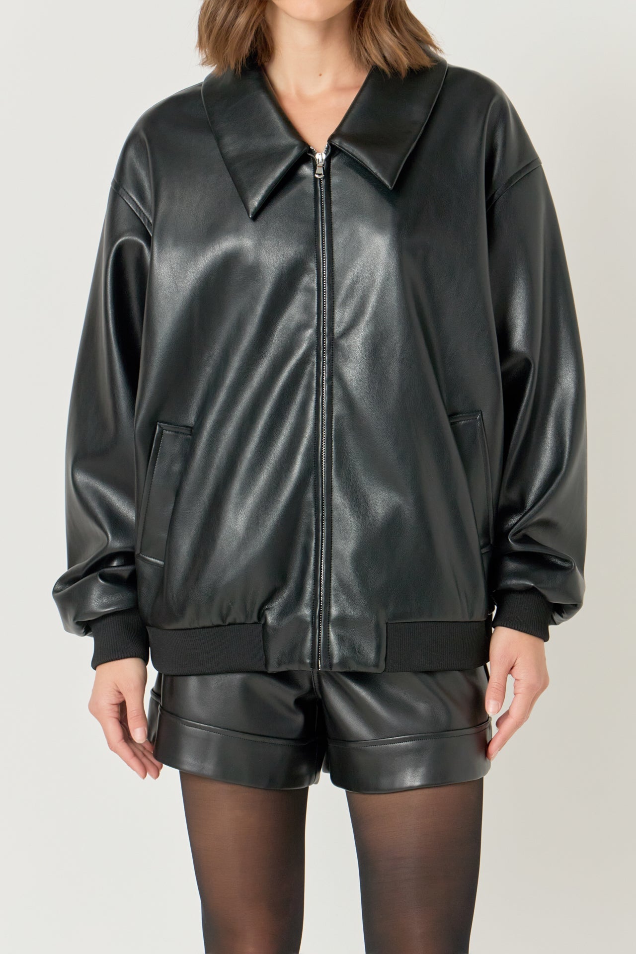 ENDLESS ROSE - Oversized Faux Leather Jacket - JACKETS available at Objectrare