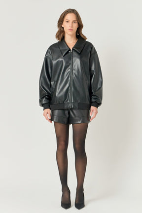 ENDLESS ROSE - Oversized Faux Leather Jacket - JACKETS available at Objectrare