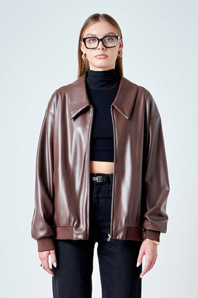 ENDLESS ROSE - Oversized Faux Leather Jacket - JACKETS available at Objectrare