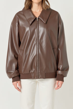 ENDLESS ROSE - Oversized Faux Leather Jacket - JACKETS available at Objectrare