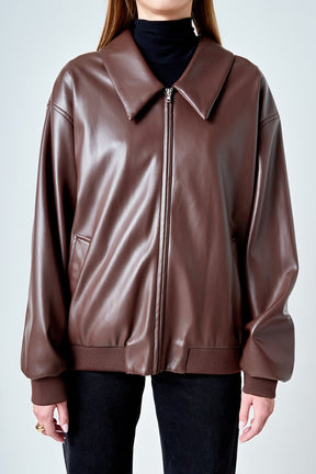 ENDLESS ROSE - Oversized Faux Leather Jacket - JACKETS available at Objectrare