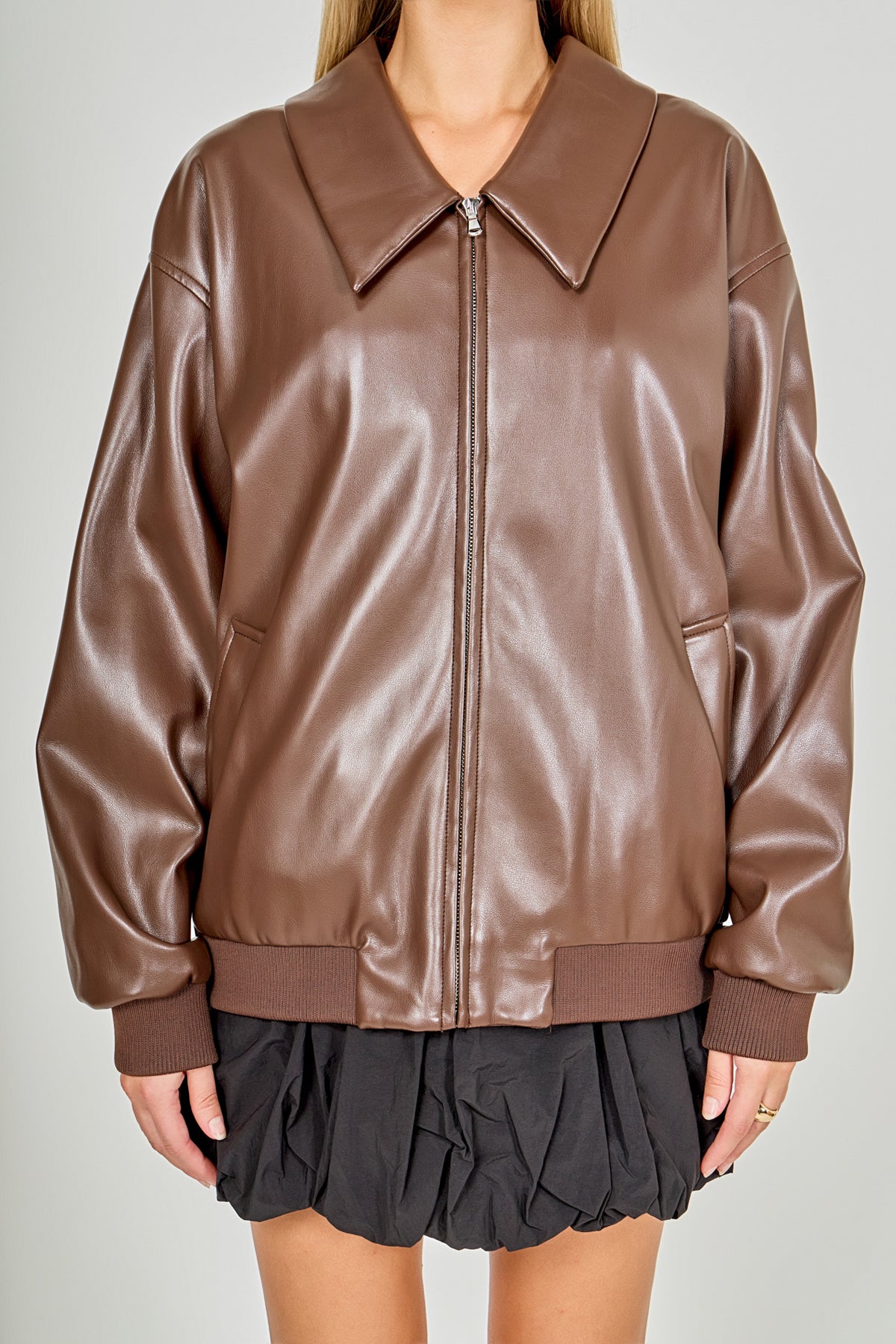 ENDLESS ROSE - Oversized Faux Leather Jacket - JACKETS available at Objectrare