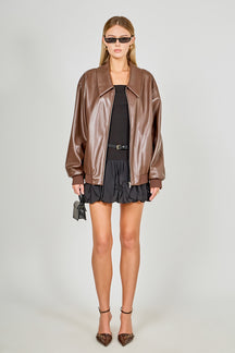 ENDLESS ROSE - Oversized Faux Leather Jacket - JACKETS available at Objectrare