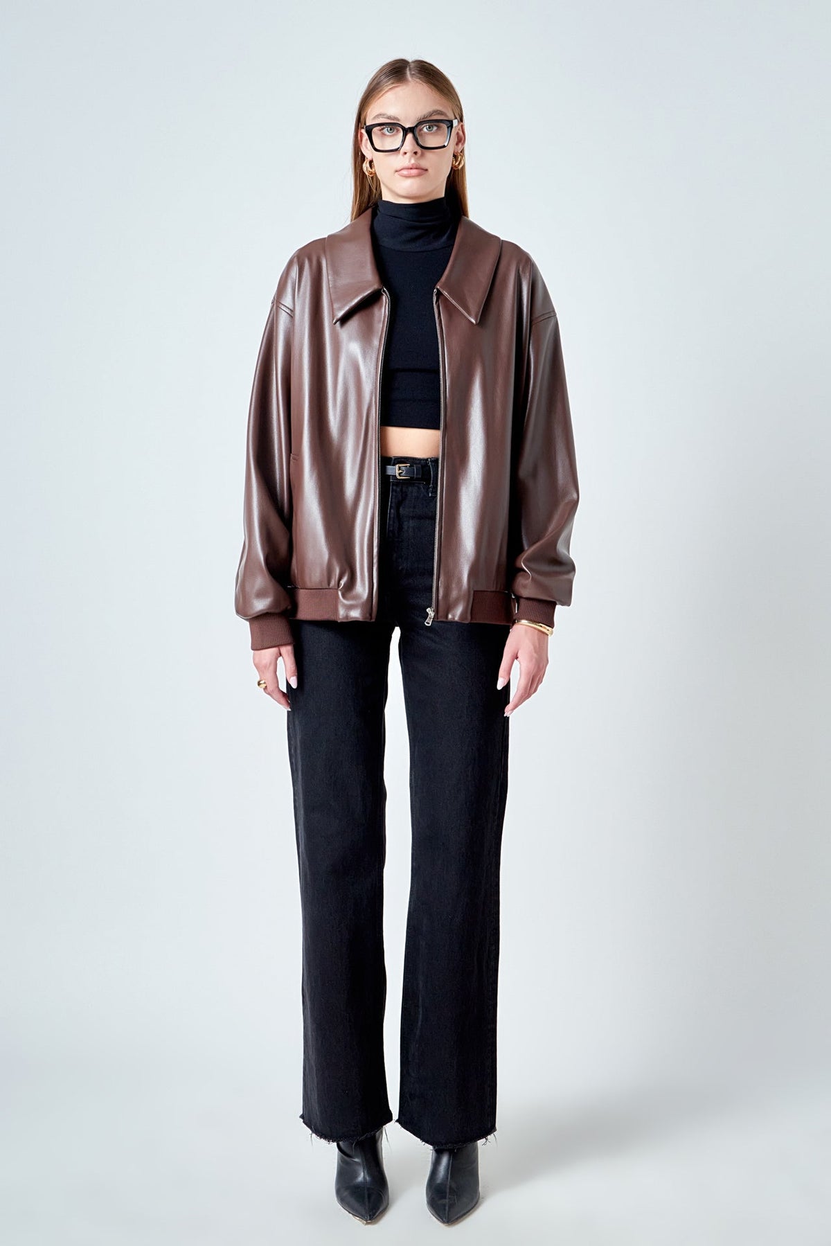 ENDLESS ROSE - Oversized Faux Leather Jacket - JACKETS available at Objectrare