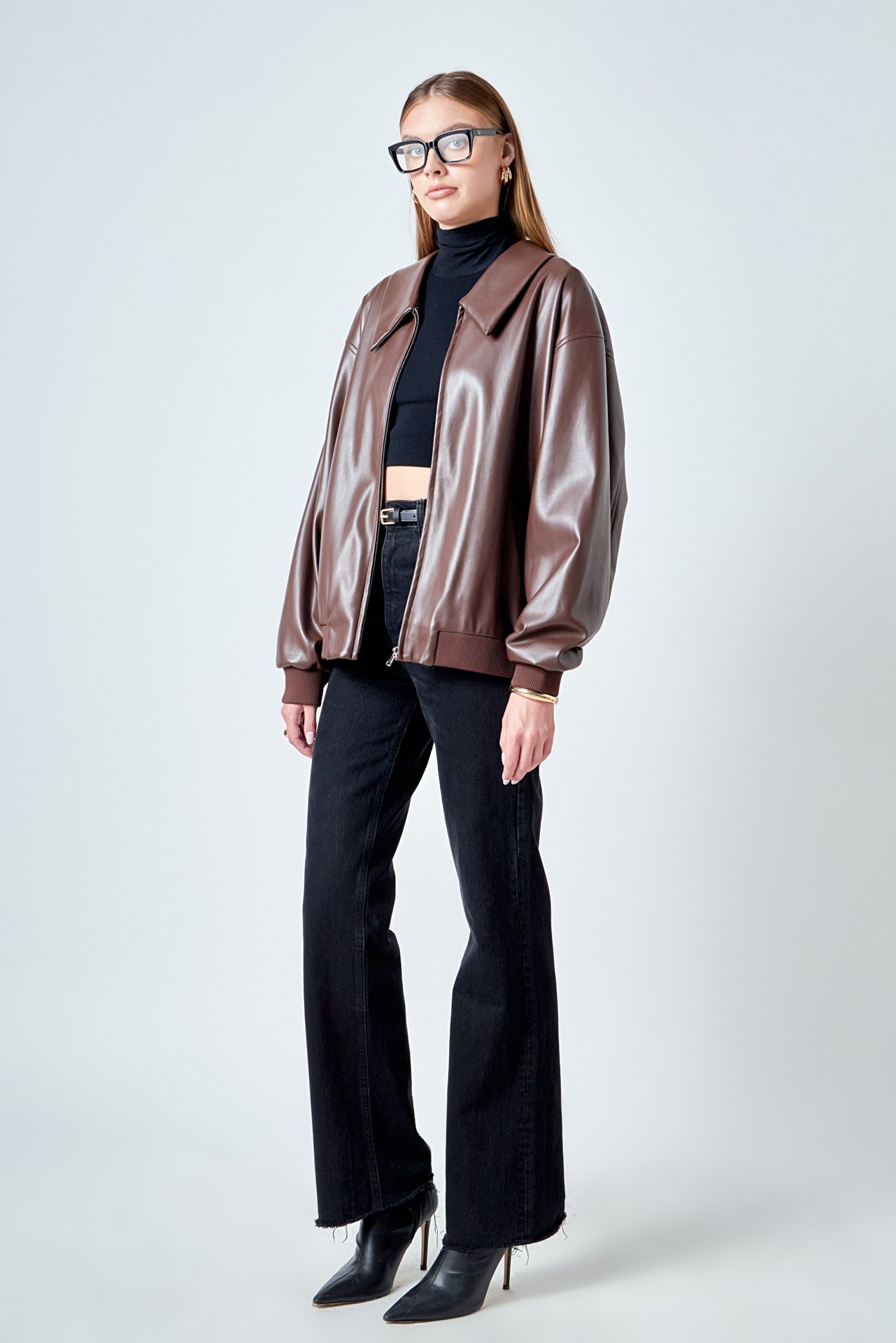 ENDLESS ROSE - Oversized Faux Leather Jacket - JACKETS available at Objectrare