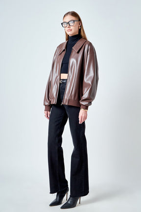 ENDLESS ROSE - Oversized Faux Leather Jacket - JACKETS available at Objectrare