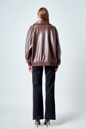 ENDLESS ROSE - Oversized Faux Leather Jacket - JACKETS available at Objectrare