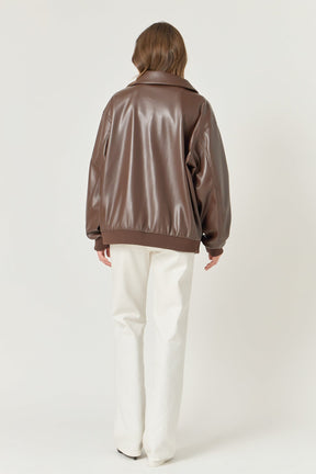 ENDLESS ROSE - Oversized Faux Leather Jacket - JACKETS available at Objectrare