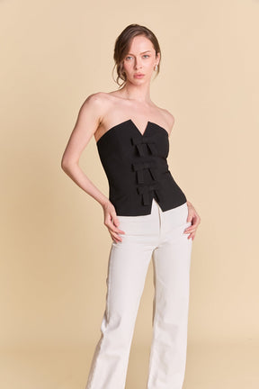 ENDLESS ROSE - Strapless Bustier Top with Bow - TOPS available at Objectrare