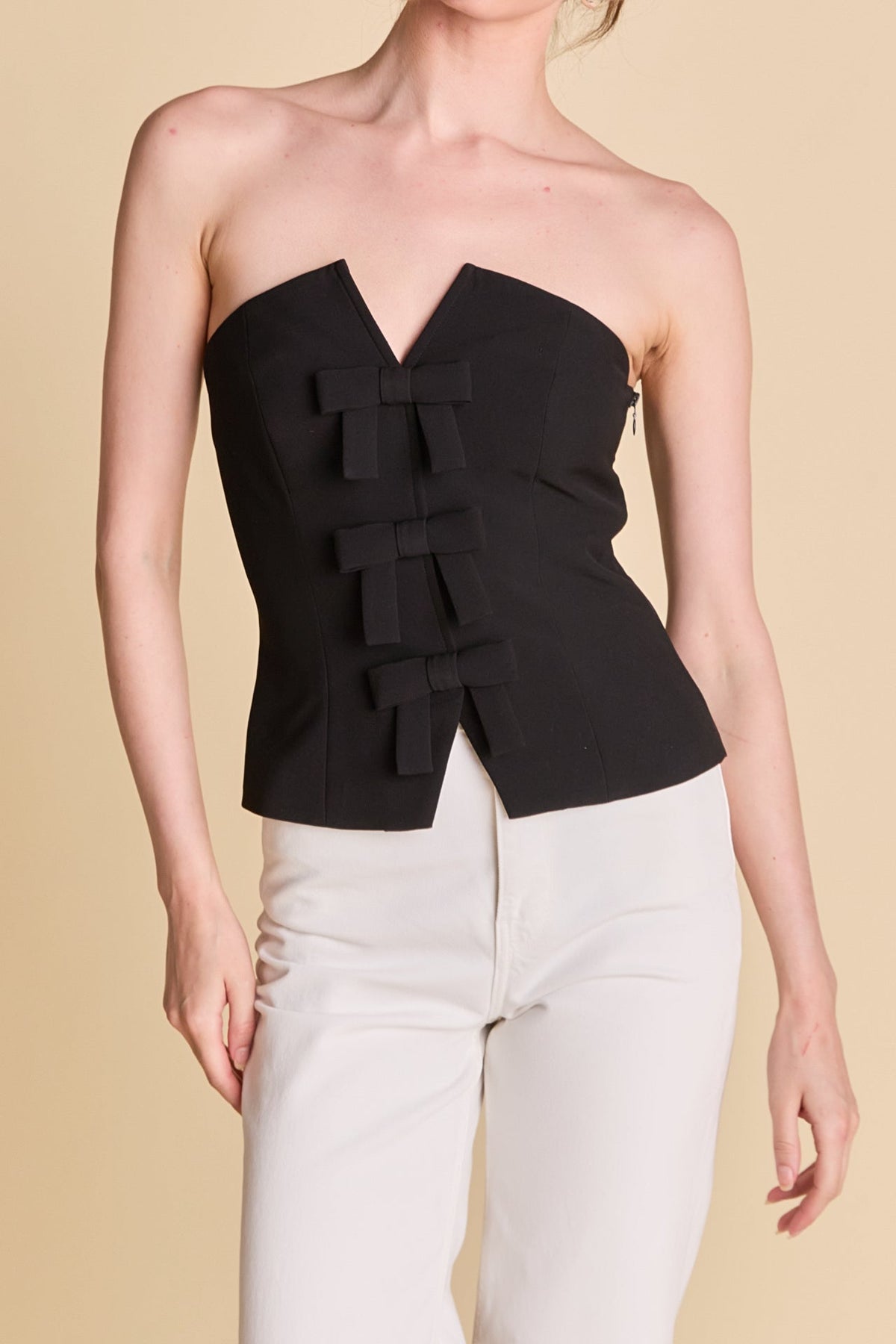 ENDLESS ROSE - Strapless Bustier Top with Bow - TOPS available at Objectrare