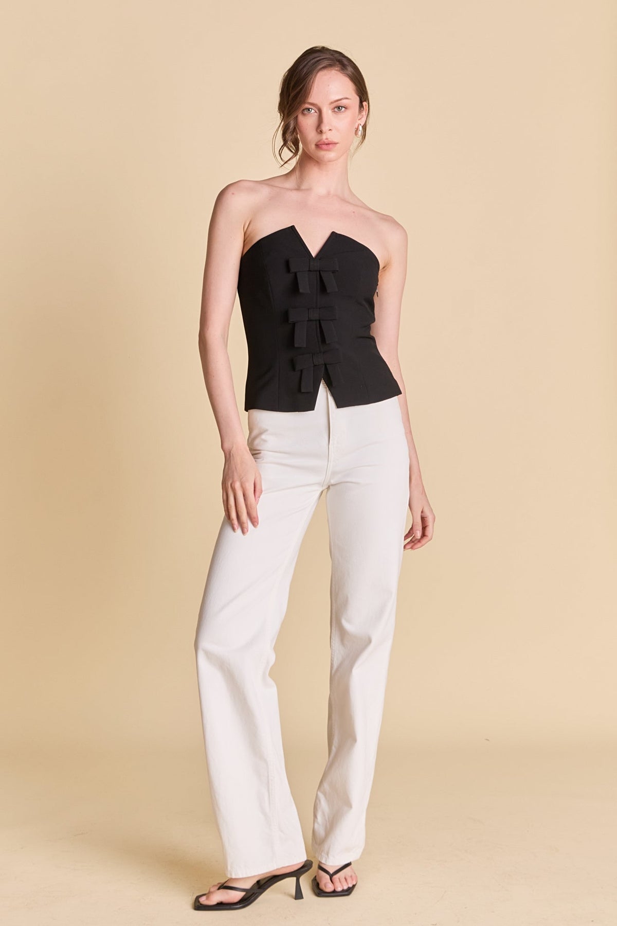 ENDLESS ROSE - Strapless Bustier Top with Bow - TOPS available at Objectrare