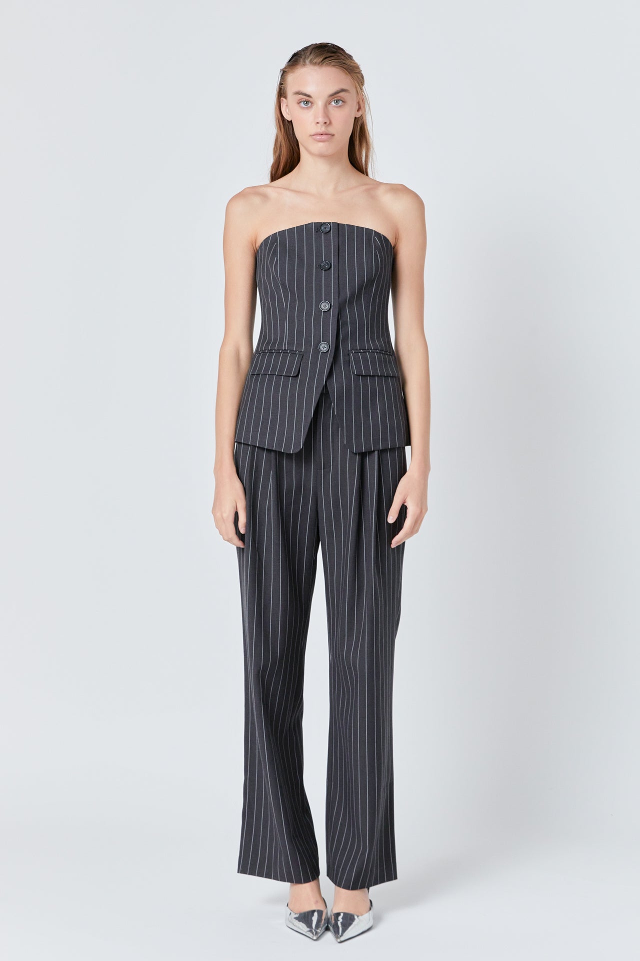 ENDLESS ROSE - Endless Rose - Strapless Pinstriped Vest - VEST available at Objectrare