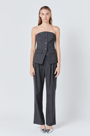 ENDLESS ROSE - Strapless Pinstriped Vest - TOPS available at Objectrare