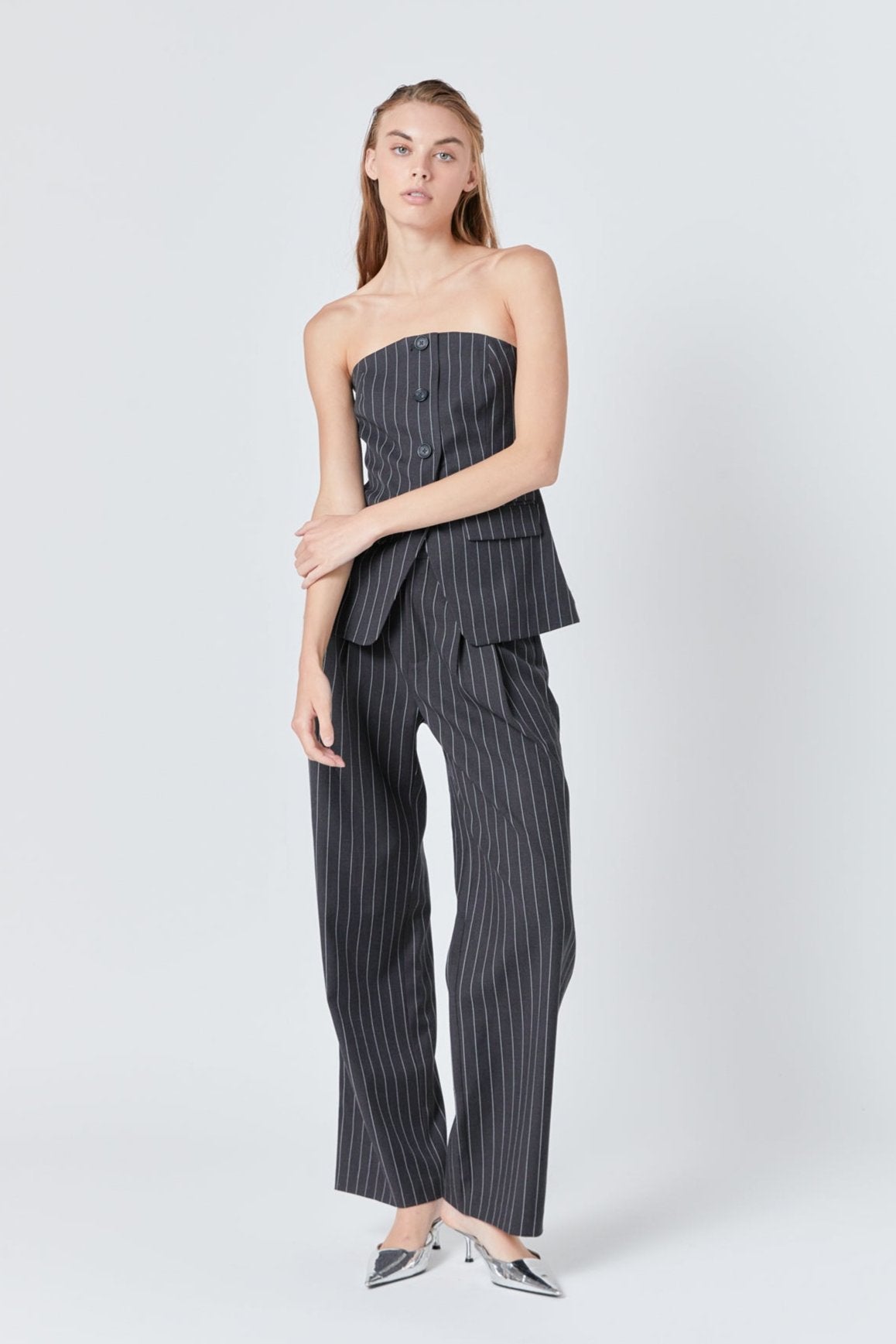 ENDLESS ROSE - Endless Rose - Strapless Pinstriped Vest - VEST available at Objectrare