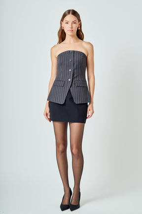 ENDLESS ROSE - Strapless Pinstriped Vest - TOPS available at Objectrare