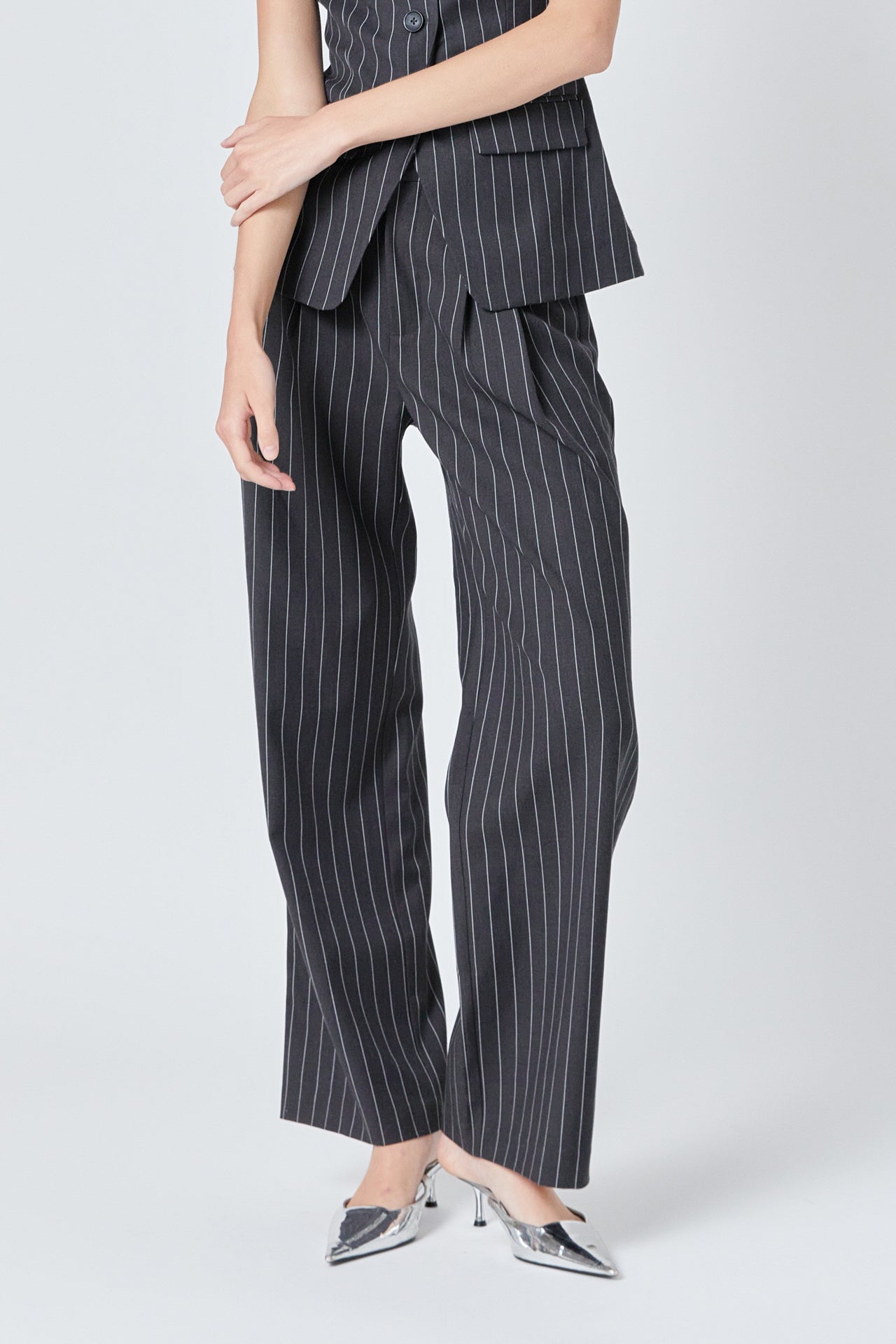 ENDLESS ROSE - Endless Rose - Pinstriped High Waisted Trouser - PANTS available at Objectrare