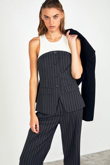 ENDLESS ROSE - Endless Rose - Strapless Pinstriped Vest - VEST available at Objectrare