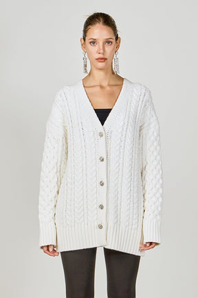 ENDLESS ROSE - Oversized Cable Knit Cardigan - SWEATERS & KNITS available at Objectrare