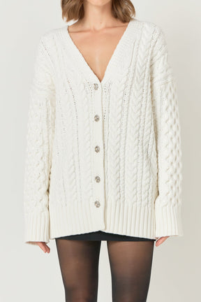 ENDLESS ROSE - Oversized Cable Knit Cardigan - SWEATERS & KNITS available at Objectrare