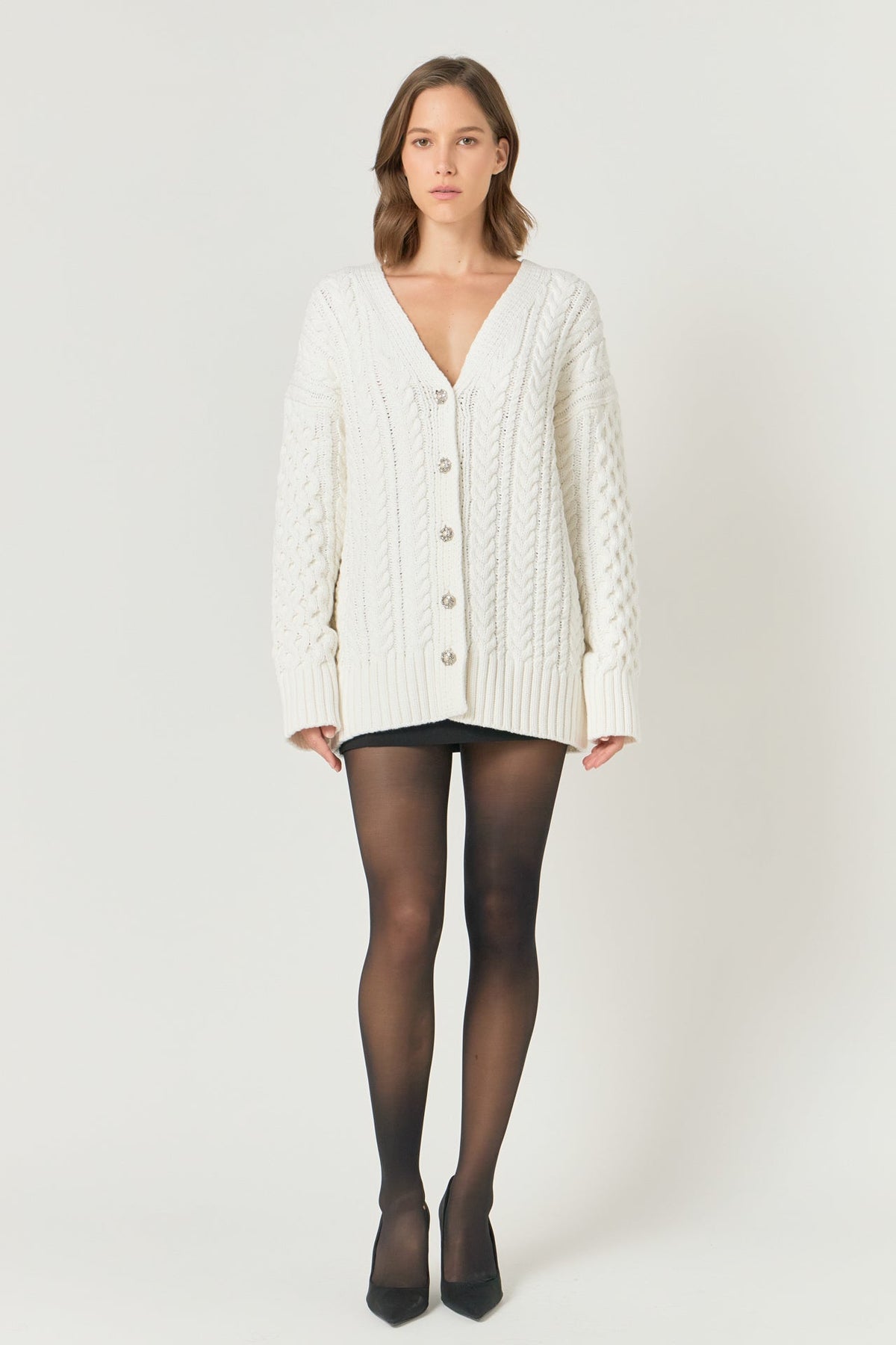 ENDLESS ROSE - Endless Rose - Oversized Cable Knit Cardigan - CARDIGANS available at Objectrare